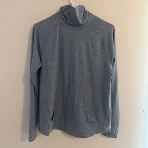 EDDIE BAUER Women's Large Active Funnel Neck‎ Long Sleeve Top - Blue